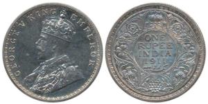 George V, Proof Silver Rupee, 1911 Mule, Calcutta Mint, the obverse is paired with a 1912 