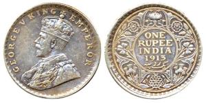 George V, Silver Rupee, Error, 1913, Bombay Mint, off-centre striking, partly milled and p