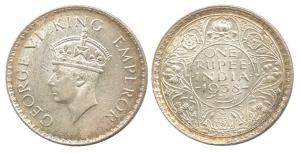 George VI, Silver Rupee, 1938, Bombay Mint. Very Fine+.