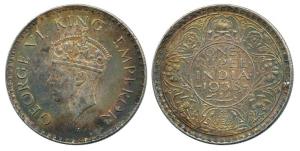 George VI, Silver Rupee, 1938, Bombay Mint. Very Fine, nice toning.