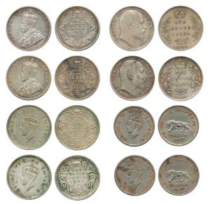 Assorted lot, Rupee (8), Edward VII, 1904 Bombay Mint, 1905 Bombay Mint; George V, 1912 Bo