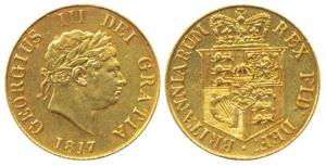 Great Britain, George III, Gold ½ Sovereign, 1817, Shield on rev. Slight traces of mountin