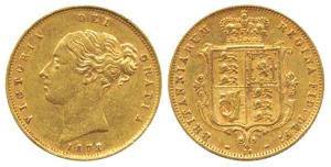 Great Britain, Victoria, Gold ½ Sovereign, 1878, Shield on rev. Very Fine+, Rare.