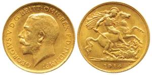 Great Britain, George V, Gold ½ Sovereign, 4g, 1914, (KM 819). Extremely Fine, Scarce.
