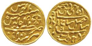 Murshidabad Gold Token, 4.4g, weight of a ½ Mohur, stylization that of Murshidabad coins o