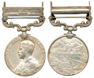 Silver Medal, Indian General Service, George V, 1 bar, Afghanistan NWF 1919 to 558833 Ram 