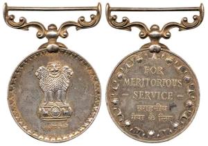 Republic India, Silver Medal, For Meritorious Service, to 40280 Hav. Shaikh Hussain, Bomba