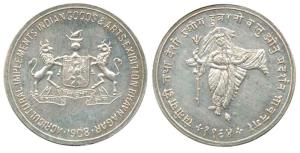 Bhavnagar Silver Medal 8.36g, 1908, Agricultural Implements Indian Goods & Arts Exhibition
