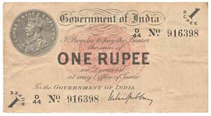 George V, Rupee 1, 1st issue, 1917, signed M. M. S. Gubbay, (Jhun 1.1A). About Very Fine, 