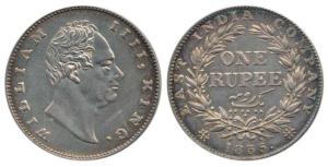 William IV, Silver Rupee, 1835, Calcutta Mint, obv. A, 'F' incuse, rev. II, 19 Berries, 2 
