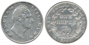 William IV, Silver Rupee, 1835, Bombay Mint, obv. B, rev. II, 20 Berries, inverted Die Axi