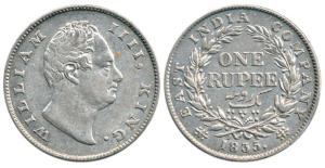 William IV, Silver Rupee, 1835, Calcutta Mint, obv. A, 'F' raised, rev. I, 19 Berries. Ver