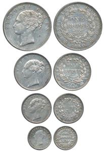 Victoria Queen, Silver (4), Rupee, ½ Rupee, ¼ Rupee and 2 Annas, 1840 and 1841, continuous