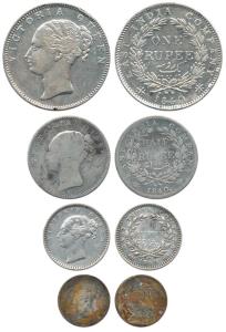 Victoria Queen, Silver (4), Rupee, ½ Rupee, ¼ Rupee and 2 Annas, 1840 and 1841, continuous