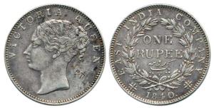 Victoria Queen, Silver Rupee, 1840, continuous legend, Calcutta Mint, obv. English head, s
