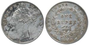 Victoria Queen, Silver Rupee, 1840, continuous legend, Calcutta Mint, obv. Indian head, re
