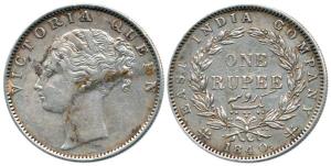 Victoria Queen, Silver Rupee, 1840, continuous legend, Madras Mint, obv. English modified 
