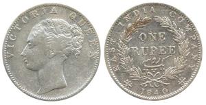Victoria Queen, Silver Rupee, 1840, continuous legend, Calcutta Mint, obv. English modifie