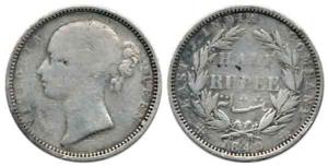 Victoria Queen, Silver ½ Rupee, 1840, divided legend, Madras Mint, obv. S raised with WW i