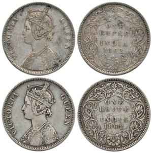 Victoria Queen, Silver Rupee (2), 1840, divided legend, Madras Mint, both obv. WW 'B' rais