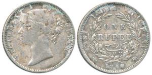 Victoria Queen, Silver Rupee, 1840, divided legend, Madras Mint, obv. WWB. raised, rev. 28