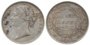 Victoria Queen, Silver Rupee, 1840, divided legend, Madras Mint, obv. WWB raised, dot afte