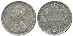 Victoria Queen, Silver Rupee, 1862, Bombay Mint, A / II / 0 / 12. Very Rare, About Extreme
