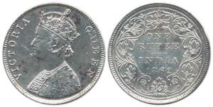 Victoria Queen, Silver Rupee, 1862, Bombay Mint, B / II / 3 / 0. Rare, Unlisted, Very Fine
