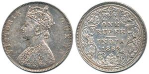 Victoria Queen, Silver Rupee, 1862, Bombay Mint, obv. '5' Panels, rev. II, experimental co