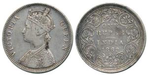 Victoria Queen, Silver Rupee, 1862, Bombay Mint, A / II / 1 / 10. Very Rare, About Very Fi