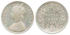 Victoria Queen, Silver Rupee, 1862, Bombay Mint, A / II / 0 / 11 Dots. Rare, About Very Fi