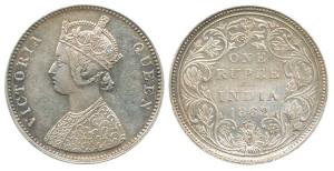 Victoria Queen, Silver Rupee, 1862, Bombay Mint, A / II / 0 / 11 dots, eleventh dot below 