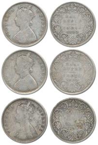 Victoria Empress, Silver ½ Rupee (3), 1893, Bombay Mint, 1898, Bombay Mint (inverted 'B'),