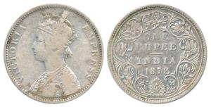 Victoria Empress, Silver Rupee, 1878, Bombay Mint, A3 / II / dot, '8' in date Re-Engraved.