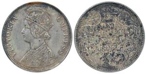 Victoria Empress, Silver Rupee, 1880, Bombay Mint, A3 / IV / dot, legend 'Victoria Empress