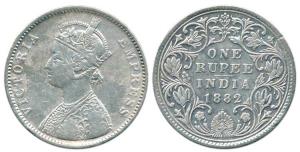 Victoria Empress, Silver Rupee, 1882, Bombay Mint, A3 / IV / dot. Rare, Unlisted. Fine+.
