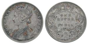 Victoria Empress, Silver Rupee, 1885, Bombay Mint, C2 / I / 'B' raised, Rare, Unlisted, Ab