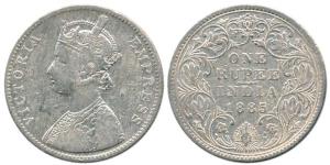 Victoria Empress, Silver Rupee, 1885, Bombay Mint, A3 / IV / 'B' incuse. Rare, Unlisted. F