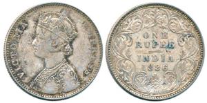 Victoria Empress, Silver Rupee, 1886, Bombay Mint, A3 / I / 'B' incuse. Rare, Unlisted, Fi