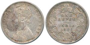 Victoria Empress, Silver Rupee, 1886, Calcutta Mint, C2 / I / 'C' incuse, Mule. Rare, Unli