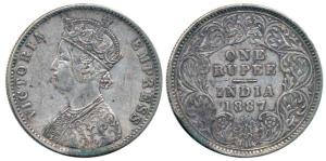 Victoria Empress, Silver Rupee, 1887, Calcutta Mint, A4 / I / 'C' incuse. Very Fine, Scarc