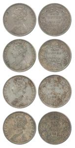Victoria Empress, Silver Rupee (4), 1889, C2 / I / 'B' incuse (2), 1891, C2 / I / 'B' incu