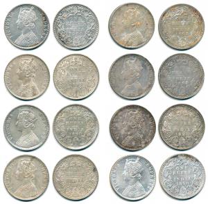 Victoria Empress, Silver Rupee (8), 1889, Bombay Mint, C2 / I / 'B' incuse, 1890, Calcutta