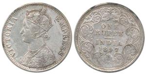 Victoria Empress, Silver Rupee, 1897, Calcutta Mint, C3 / I / 'C' incuse. Very Rare, Very 