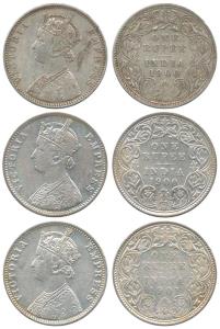 Victoria Empress, Silver Rupee (3), 1900, Calcutta Mint, C3 / I / 'C' incuse, 1900, Bombay