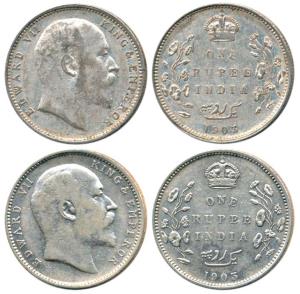 Edward VII, Silver Rupee (2), 1903, Bombay Mint, 'B' raised. Very Fine, to Very Fine+, Sca