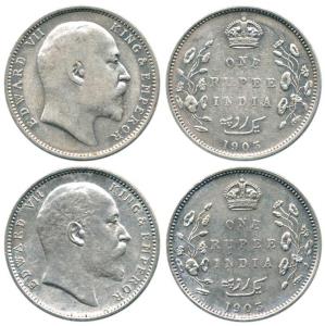 Edward VII, Silver Rupee (2), 1903, Bombay Mint, 'B' raised. About Very Fine to Very Fine+