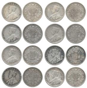 George V, Silver ½ Rupee (8), 1919, Bombay Mint, with dot. Fine to About Very Fine. (8)