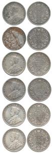 George V, Silver ½ Rupee (6), 1928, Bombay Mint (5), 1930, Calcutta Mint. Fine to Very Fin