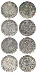George V, Silver ½ Rupee (4), 1933, Calcutta Mint, 1934, Calcutta Mint (3). Fine+ to Very 